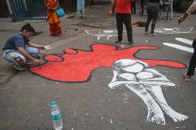 Doctors Protest Over Sexual Assault And Murder Of Kolkata Medical Via Murals In Kolkata