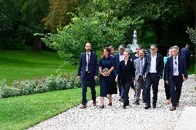 Left-wing Coalition Candidate For Prime Minister Lucie Castets And Parties Leaders Arriving At The Presidential Elysee Palace To