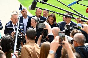 Left-wing Coalition Candidate For Prime Minister Lucie Castets And Parties Leaders Arriving At The Presidential Elysee Palace To