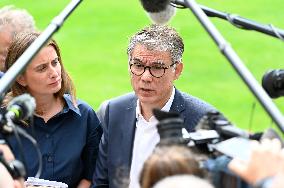 Left-wing Coalition Candidate For Prime Minister Lucie Castets And Parties Leaders Arriving At The Presidential Elysee Palace To