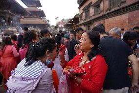 Nepalese Hindu Devotees Celebrate The Krishna Janmashtami Festival In Lalitpur, Nepal.