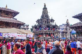 Nepalese Hindu Devotees Celebrate The Krishna Janmashtami Festival In Lalitpur, Nepal.