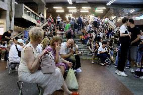 Kyiv residents shelter in Kyiv Metro during massive Russian drone and missile attack