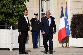 President Macron Meets with Gerard Larcher - Paris