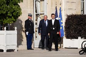 President Macron Meets with Gerard Larcher - Paris