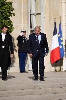 President Macron Meets with Gerard Larcher - Paris