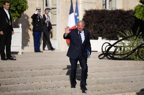 President Macron Meets with Gerard Larcher - Paris