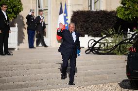 President Macron Meets with Gerard Larcher - Paris