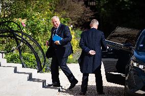 Meeting Between Gérard Larcher And Emmanuel Macron At Palais Elysée, In Paris