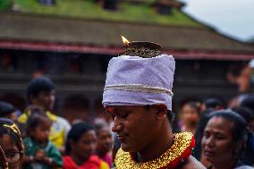 Hindu Devotees Celebrate Narayan Deep Yatra Festival In Bhaktapur, Nepal.