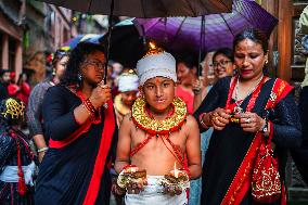 Hindu Devotees Celebrate Narayan Deep Yatra Festival In Bhaktapur, Nepal.