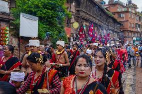 Hindu Devotees Celebrate Narayan Deep Yatra Festival In Bhaktapur, Nepal.