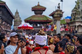 Hindu Devotees Celebrate Narayan Deep Yatra Festival In Bhaktapur, Nepal.