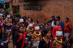 Hindu Devotees Celebrate Narayan Deep Yatra Festival In Bhaktapur, Nepal.