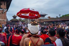 Hindu Devotees Celebrate Narayan Deep Yatra Festival In Bhaktapur, Nepal.