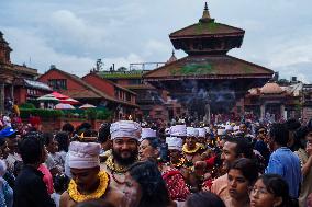 Hindu Devotees Celebrate Narayan Deep Yatra Festival In Bhaktapur, Nepal.