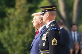 Donald Trump Visits Arlington Cemetery To Pay Tribute To The 13 Servicemembers Killed During The Afghanistan Evactuation.