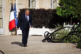 Meeting Between Gerard Larcher And Emmanuel Macron At Palais Elysee, In Paris