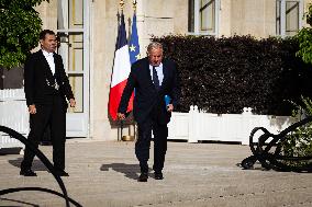 Meeting Between Gerard Larcher And Emmanuel Macron At Palais Elysee, In Paris