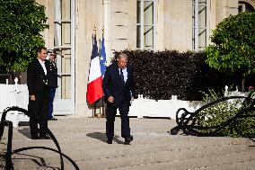 Meeting Between Gerard Larcher And Emmanuel Macron At Palais Elysee, In Paris