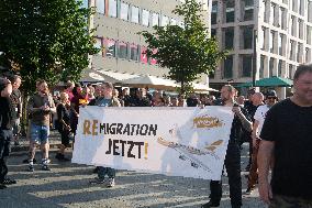 Right Wings Group Demostrate Against Immigration Policy And Counter Demostration In Solingen