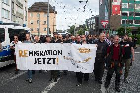 Right Wings Group Demostrate Against Immigration Policy And Counter Demostration In Solingen