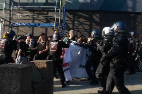 Right Wings Group Demostrate Against Immigration Policy And Counter Demostration In Solingen