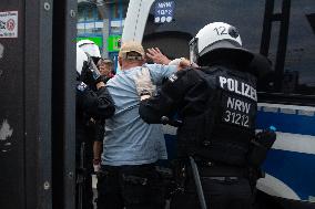 Right Wings Group Demostrate Against Immigration Policy And Counter Demostration In Solingen