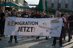 Right Wings Group Demostrate Against Immigration Policy And Counter Demostration In Solingen