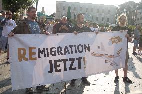 Right Wings Group Demostrate Against Immigration Policy And Counter Demostration In Solingen