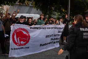 Right Wings Group Demostrate Against Immigration Policy And Counter Demostration In Solingen