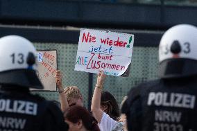 Right Wings Group Demostrate Against Immigration Policy And Counter Demostration In Solingen