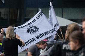 Right Wings Group Demostrate Against Immigration Policy And Counter Demostration In Solingen