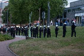 Right Wings Group Demostrate Against Immigration Policy And Counter Demostration In Solingen