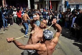 Rattan War Ritual For Safety And Prosperity To Gods In Indonesia