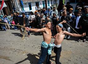 Rattan War Ritual For Safety And Prosperity To Gods In Indonesia