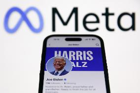 Meta, Joe Biden And Kamala Harris Photo Illustrations