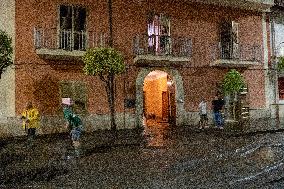 Flash Flood In Baiano (Av), Streets Invaded By Mud