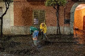 Flash Flood In Baiano (Av), Streets Invaded By Mud