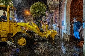 Flash Flood In Baiano (Av), Streets Invaded By Mud