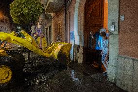 Flash Flood In Baiano (Av), Streets Invaded By Mud