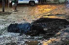 Flash Flood In Baiano (Av), Streets Invaded By Mud