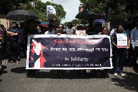 Junior Doctors And Medical Students Take Part A Protest March Against The Rape And Murder Of A PGT Woman Doctor Murder