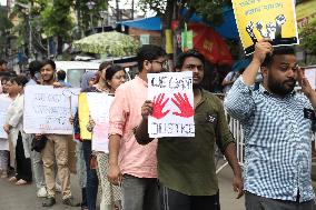 Junior Doctors And Medical Students Take Part A Protest March Against The Rape And Murder Of A PGT Woman Doctor Murder