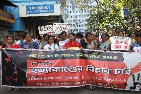 Nursing Staff Are Take Part In A Protest March Against The Rape And Murder Of A PGT Woman Doctor Murder In Kolkata