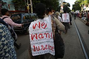 Nursing Staff Are Take Part In A Protest March Against The Rape And Murder Of A PGT Woman Doctor Murder In Kolkata