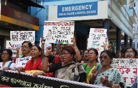 Nursing Staff Are Take Part In A Protest March Against The Rape And Murder Of A PGT Woman Doctor Murder In Kolkata