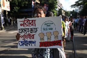 Nursing Staff Are Take Part In A Protest March Against The Rape And Murder Of A PGT Woman Doctor Murder In Kolkata