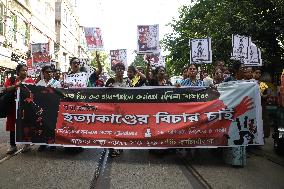 Nursing Staff Are Take Part In A Protest March Against The Rape And Murder Of A PGT Woman Doctor Murder In Kolkata