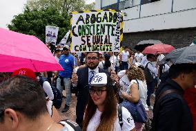 UNAM Law School Students And Workers Protest Against Judicial Reform In Mexico